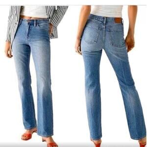 J. Crew Full Length Demi Boot Medium Wash 30 Reimagined Westeren Flare High Rise